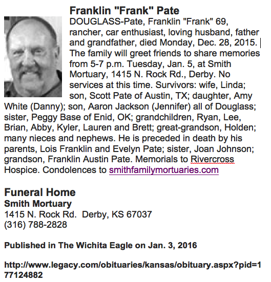 Frank Pate Obituary